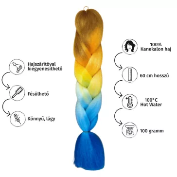   Afro ombre szintetikus 100% kanekalon haj quadcolor #E10 szivárvány
