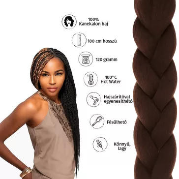 Afro szintetikus kanekalon haj 120g #33 gesztenyevörös