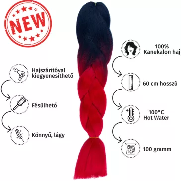 Afro ombre szintetikus 100% kanekalon haj bicolor #1 fekete-vörös