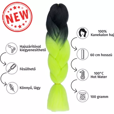 Afro ombre szintetikus 100% kanekalon haj bicolor #12 fekete-neon sárga