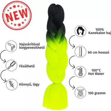 Afro ombre szintetikus 100% kanekalon haj bicolor #13 fekete-neon zöld