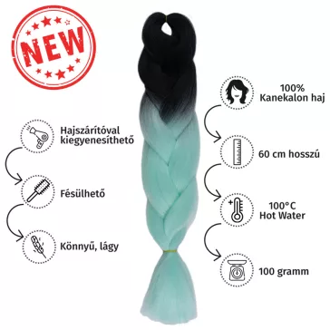 Afro ombre szintetikus 100% kanekalon haj bicolor #16 fekete-türkiz