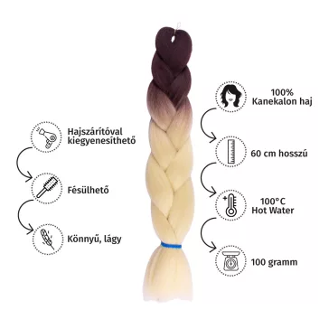 Afro ombre szintetikus 100% kanekalon haj bicolor #2/35 barna-platinaszőke