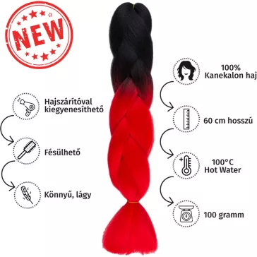 Afro ombre szintetikus 100% kanekalon haj bicolor #2 fekete-piros