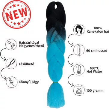 Afro ombre szintetikus 100% kanekalon haj bicolor #21 fekete-tengerkék