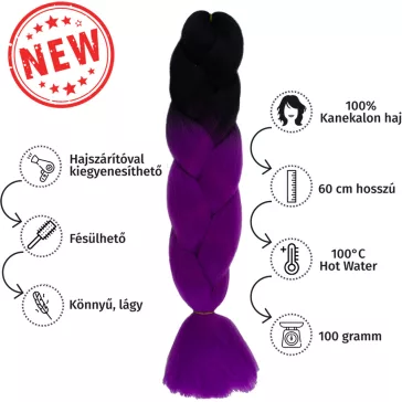 Afro ombre szintetikus 100% kanekalon haj bicolor #25 fekete-püspöklila