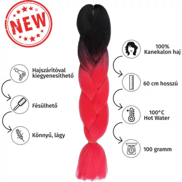 Afro ombre szintetikus 100% kanekalon haj bicolor #3 fekete-uv pink