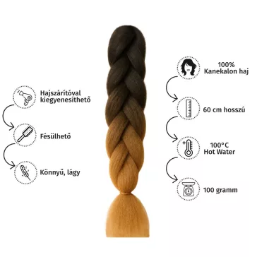 Afro ombre szintetikus 100% kanekalon haj bicolor #B30 fekete-caramel