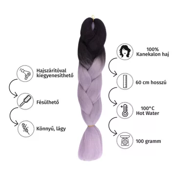 Afro ombre szintetikus 100% kanekalon haj bicolor #39 fekete-ezüst