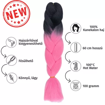 Afro ombre szintetikus 100% kanekalon haj bicolor #4 fekete-pink