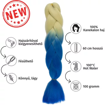 Afro ombre szintetikus 100% kanekalon haj bicolor #46 szőke-királykék