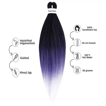   Afro ombre szintetikus 100% kanekalon haj 80g #10 indigó-lila-fehér