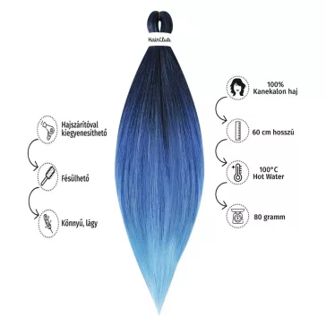   Afro ombre szintetikus 100% kanekalon haj 80g #12 indigó-királykék-kék