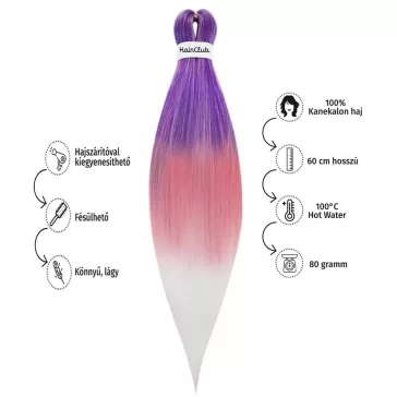  Afro ombre szintetikus 100% kanekalon haj 80g #17 lila-pink-fehér