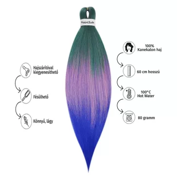   Afro ombre szintetikus 100% kanekalon haj 80g #18 türkiz-pink-királykék