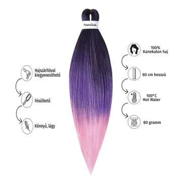   Afro ombre szintetikus 100% kanekalon haj 80g #2 indigó-lila-pink