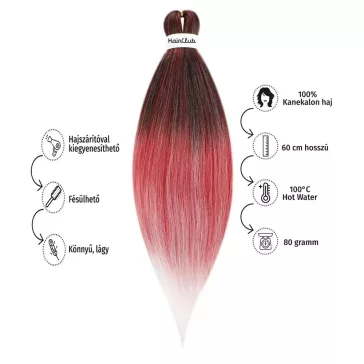   Afro ombre szintetikus 100% kanekalon haj 80g #26 bordó-pink-fehér
