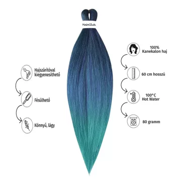   Afro ombre szintetikus 100% kanekalon haj 80g #3 indigó-zöld