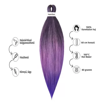   Afro ombre szintetikus 100% kanekalon haj 80g #4 szürkéspink-pink-lila