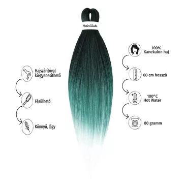   Afro ombre szintetikus 100% kanekalon haj 80g #5 sötétzöld-zöld-fehér