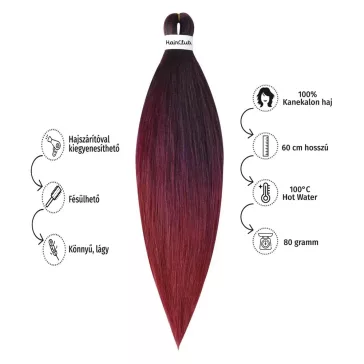 Afro ombre szintetikus 100% kanekalon haj 80g #6 bordó