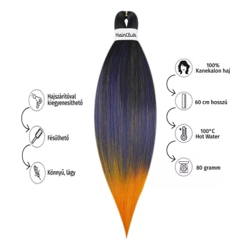   Afro ombre szintetikus 100% kanekalon haj 80g #99 indigó-lila-narancs